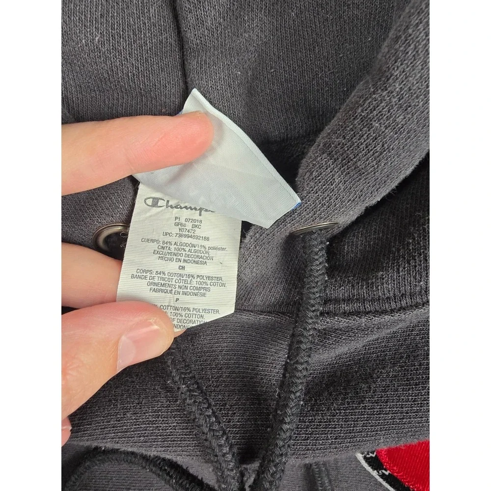 Champion Reverse‎ Weave Hoodie Womens Small Black Logo Pullover Sweatshirt Heavy